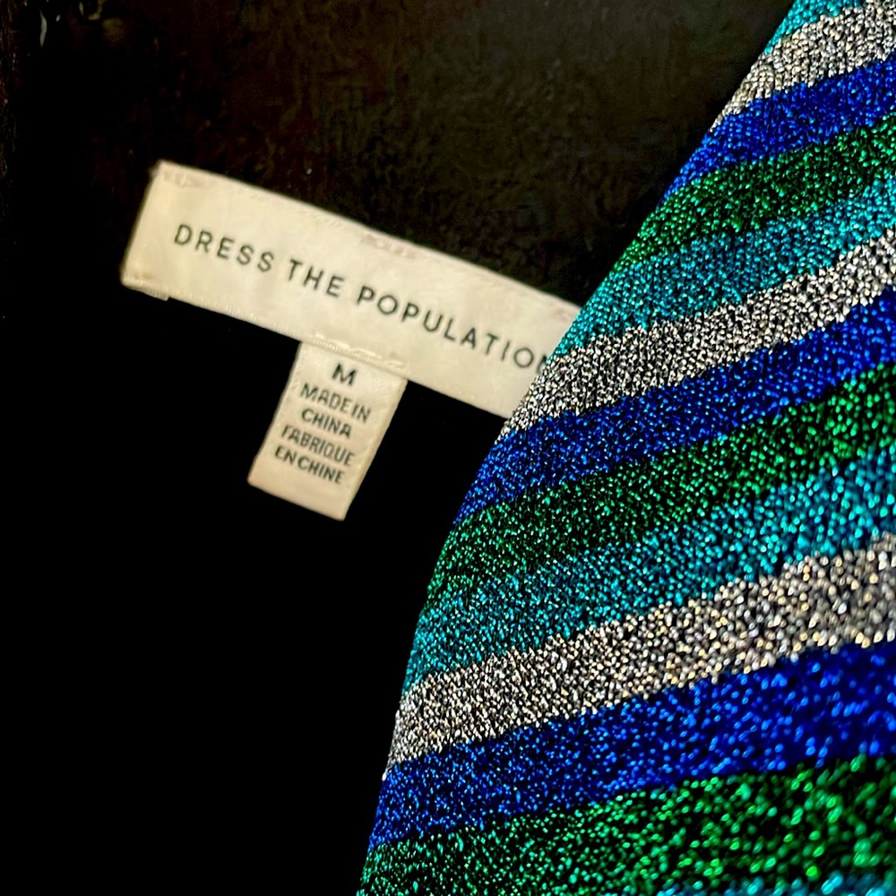 Dress the Population Lena Dress: Striped Maxi Dress - Blue and Green - Picture 10 of 13